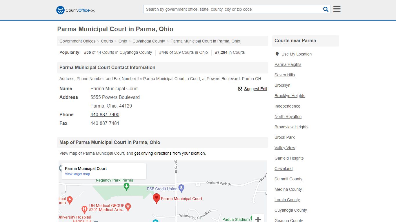 Parma Municipal Court - Parma, OH (Address, Phone, and Fax)